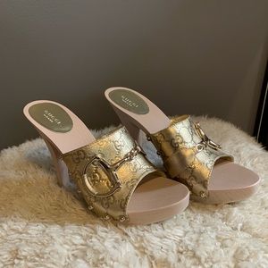 Gold Gucci heels